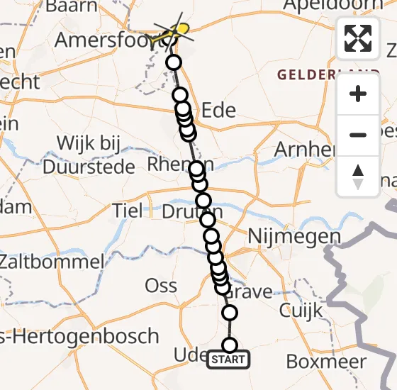 Vlucht Traumahelikopter PH-DOC van Vliegbasis Volkel naar Terschuur op donderdag 3 oktober 2024 8:05