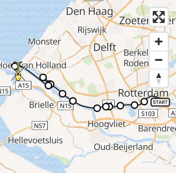 Vlucht Politiehelikopter PH-PXX van Rotterdam naar Maasvlakte Heliport op donderdag 3 oktober 2024 9:52