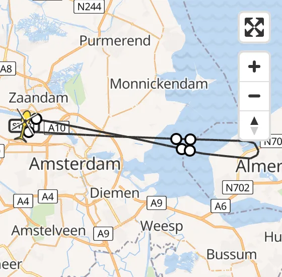 Vlucht Traumahelikopter PH-LLN van Amsterdam Heliport naar Amsterdam Heliport op donderdag 3 oktober 2024 10:41