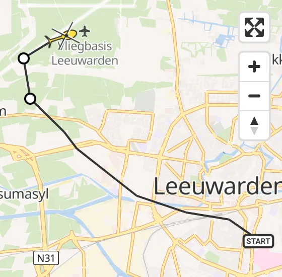 Vlucht Ambulancehelikopter PH-OOP van Leeuwarden naar Vliegbasis Leeuwarden op donderdag 3 oktober 2024 11:26