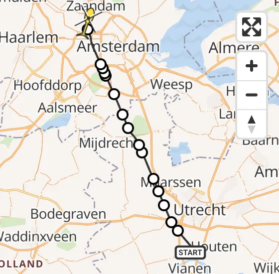 Vlucht Traumahelikopter PH-LLN van Nieuwegein naar Amsterdam Heliport op donderdag 3 oktober 2024 14:30