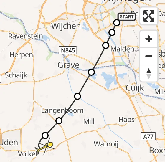 Vlucht Traumahelikopter PH-DOC van Radboud Universitair Medisch Centrum naar Vliegbasis Volkel op donderdag 3 oktober 2024 14:51