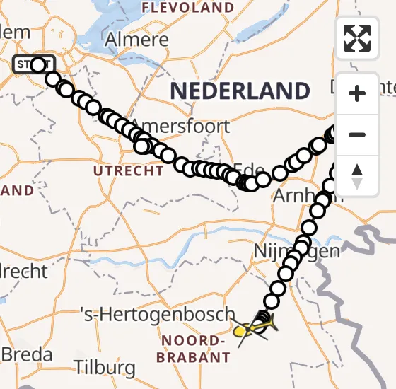 Vlucht Politiehelikopter PH-PXD van Schiphol naar Vliegbasis Volkel op donderdag 3 oktober 2024 16:46