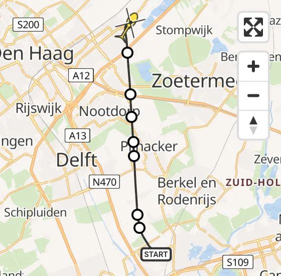 Vlucht Traumahelikopter PH-HVB van Rotterdam The Hague Airport naar Leidschendam op donderdag 3 oktober 2024 17:18