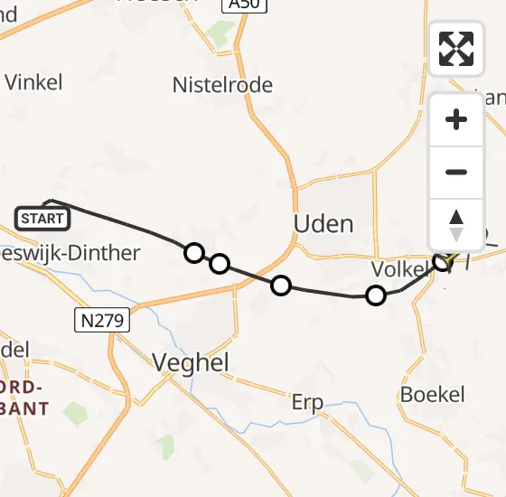 Vlucht Traumahelikopter PH-DOC van Heeswijk-Dinther naar Vliegbasis Volkel op donderdag 3 oktober 2024 17:50