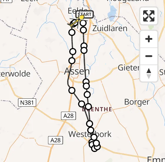 Vlucht Traumahelikopter PH-TTR van Groningen Airport Eelde naar Donderen op donderdag 3 oktober 2024 17:53