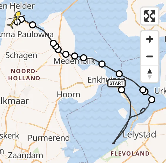 Vlucht Kustwachthelikopter PH-SAR van Enkhuizen naar Julianadorp op donderdag 3 oktober 2024 19:06