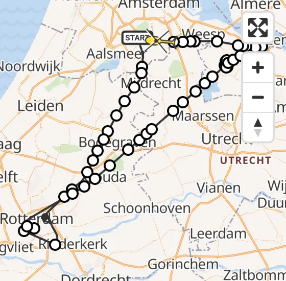 Vlucht Politiehelikopter PH-PXE van Amstelveen naar Ouderkerk aan de Amstel op donderdag 3 oktober 2024 19:11