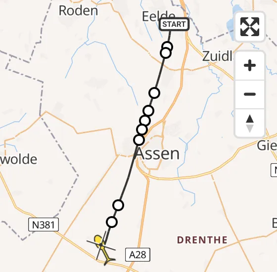 Vlucht Traumahelikopter PH-TTR van Groningen Airport Eelde naar Hijken op vrijdag 4 oktober 2024 6:44