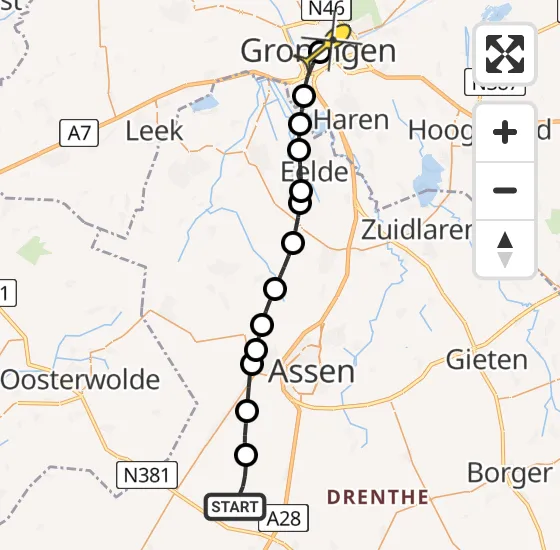 Vlucht Traumahelikopter PH-TTR van Hijken naar Universitair Medisch Centrum Groningen op vrijdag 4 oktober 2024 7:24