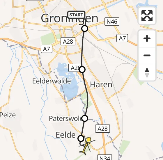 Vlucht Traumahelikopter PH-TTR van Universitair Medisch Centrum Groningen naar Groningen Airport Eelde op vrijdag 4 oktober 2024 8:01