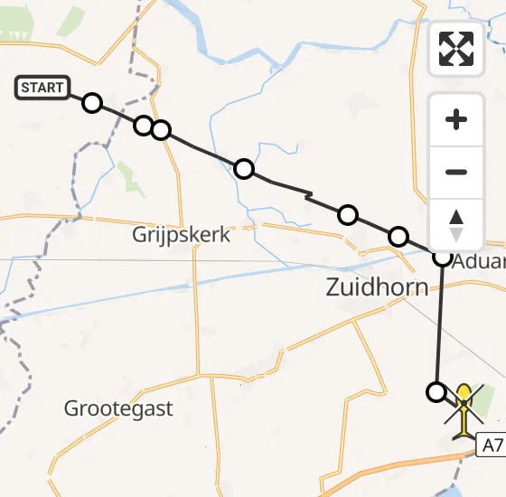 Vlucht Ambulancehelikopter PH-OOP van Warfstermolen naar Den Horn op vrijdag 4 oktober 2024 9:20