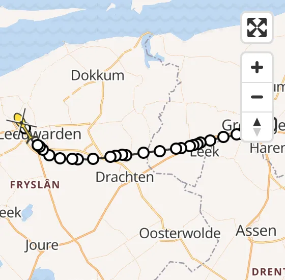 Vlucht Ambulancehelikopter PH-OOP van Universitair Medisch Centrum Groningen naar Marsum op vrijdag 4 oktober 2024 9:47