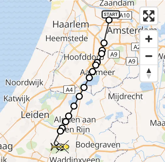 Vlucht Traumahelikopter PH-LLN van Amsterdam Heliport naar Hazerswoude-Dorp op vrijdag 4 oktober 2024 10:16