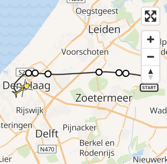 Vlucht Traumahelikopter PH-LLN van Hazerswoude-Dorp naar Den Haag op vrijdag 4 oktober 2024 11:12