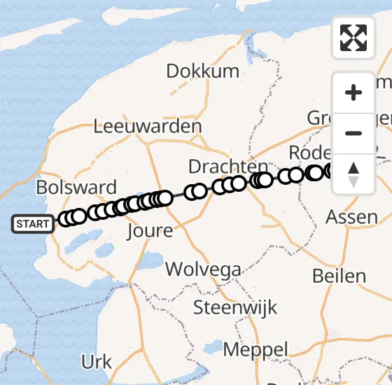 Vlucht Kustwachthelikopter PH-SAR van Workum naar Groningen Airport Eelde op vrijdag 4 oktober 2024 11:35