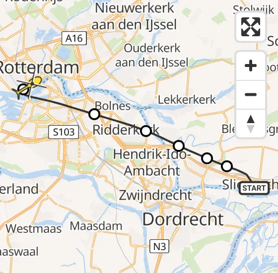 Vlucht Traumahelikopter PH-HVB van Sliedrecht naar Erasmus MC op vrijdag 4 oktober 2024 11:55