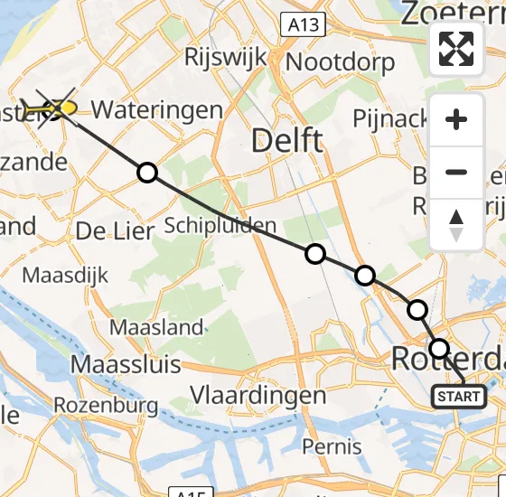 Vlucht Traumahelikopter PH-HVB van Erasmus MC naar Poeldijk op vrijdag 4 oktober 2024 12:15