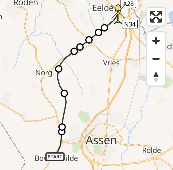 Vlucht Traumahelikopter PH-TTR van Bovensmilde naar Groningen Airport Eelde op vrijdag 4 oktober 2024 12:46