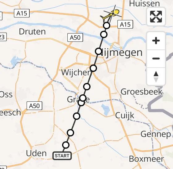 Vlucht Traumahelikopter PH-DOC van Vliegbasis Volkel naar Elst op vrijdag 4 oktober 2024 12:52