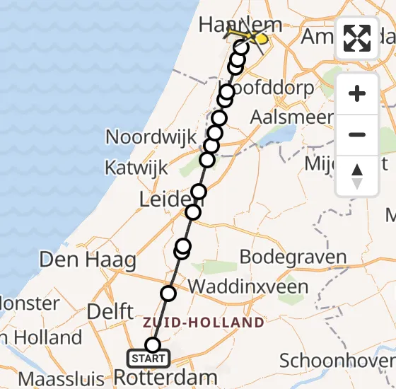 Vlucht Traumahelikopter PH-HVB van Rotterdam The Hague Airport naar Haarlem op vrijdag 4 oktober 2024 14:16