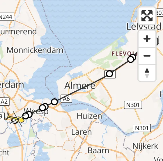 Vlucht Traumahelikopter PH-LLN van Lelystad naar Academisch Medisch Centrum (AMC) op vrijdag 4 oktober 2024 14:40