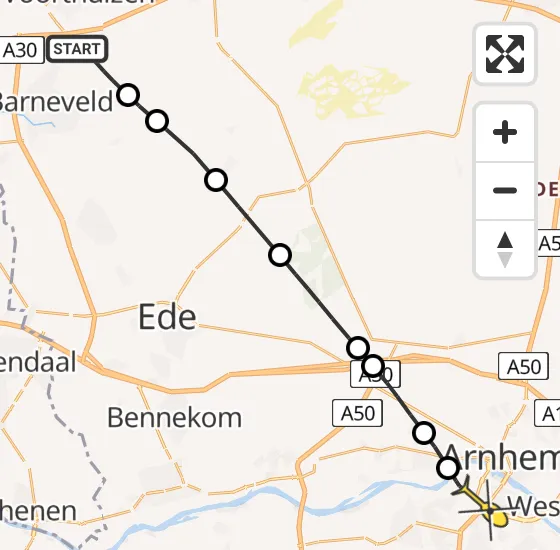 Vlucht Traumahelikopter PH-DOC van Barneveld naar Arnhem op vrijdag 4 oktober 2024 15:08