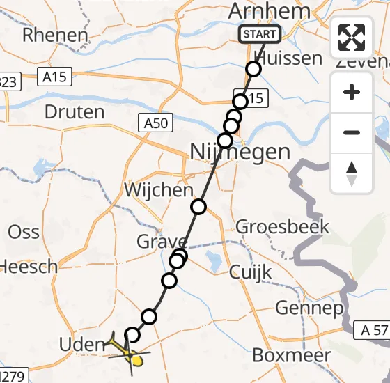 Vlucht Traumahelikopter PH-DOC van Arnhem naar Vliegbasis Volkel op vrijdag 4 oktober 2024 15:25