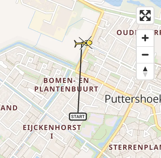 Vlucht Traumahelikopter PH-HVB van Puttershoek naar Puttershoek op vrijdag 4 oktober 2024 19:02