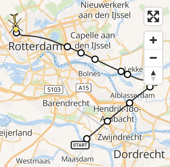 Vlucht Traumahelikopter PH-HVB van Puttershoek naar Rotterdam The Hague Airport op vrijdag 4 oktober 2024 19:19