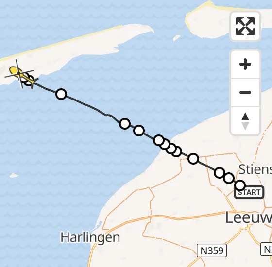 Vlucht Ambulancehelikopter PH-OOP van Vliegbasis Leeuwarden naar Baaiduinen op vrijdag 4 oktober 2024 19:27