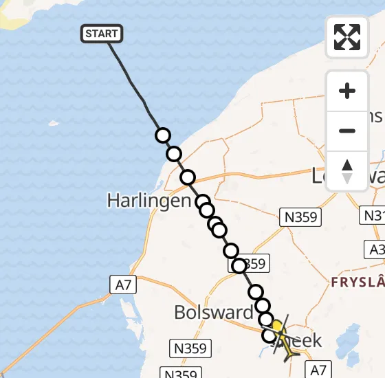 Vlucht Ambulancehelikopter PH-OOP van Formerum naar Sneek op vrijdag 4 oktober 2024 20:11