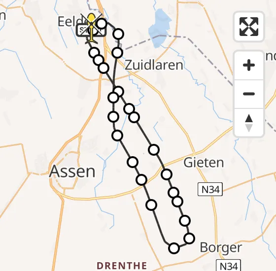 Vlucht Traumahelikopter PH-TTR van Groningen Airport Eelde naar Groningen Airport Eelde op vrijdag 4 oktober 2024 20:20