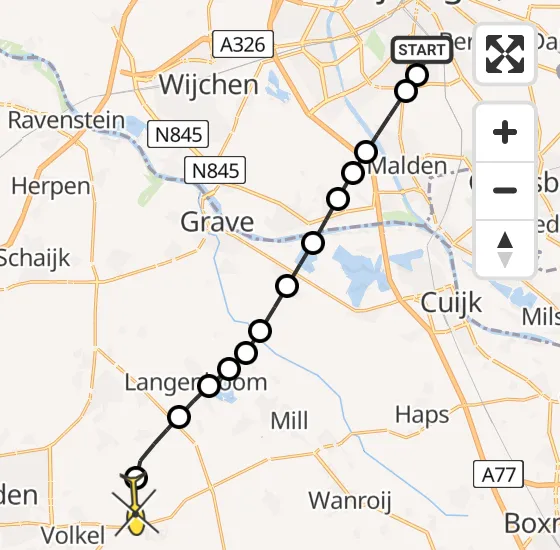 Vlucht Traumahelikopter PH-DOC van Radboud Universitair Medisch Centrum naar Vliegbasis Volkel op vrijdag 4 oktober 2024 20:45