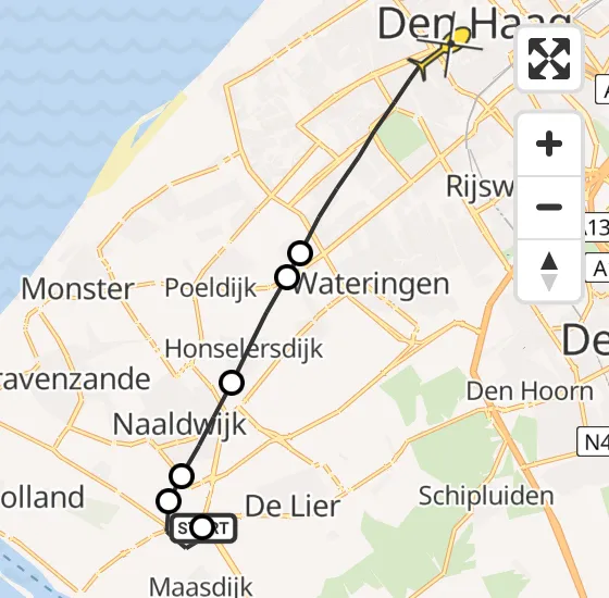 Vlucht Traumahelikopter PH-HVB van Naaldwijk naar Den Haag op vrijdag 4 oktober 2024 22:07