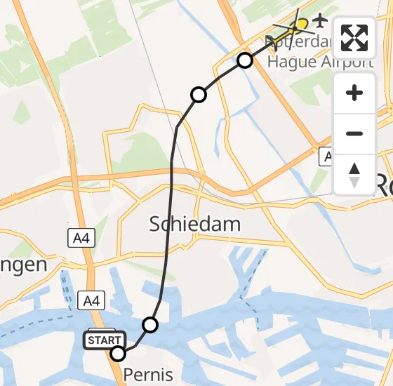 Vlucht Traumahelikopter PH-HVB van Vondelingenplaat naar Rotterdam The Hague Airport op vrijdag 4 oktober 2024 22:56