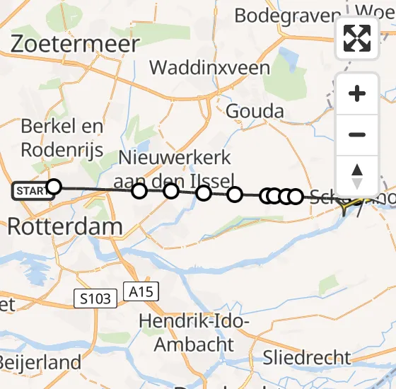 Vlucht Traumahelikopter PH-HVB van Rotterdam The Hague Airport naar Schoonhoven op vrijdag 4 oktober 2024 23:02