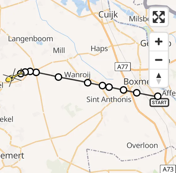 Vlucht Traumahelikopter PH-DOC van Vortum-Mullem naar Vliegbasis Volkel op zaterdag 5 oktober 2024 2:20