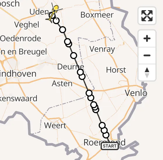 Vlucht Traumahelikopter PH-DOC van Roermond naar Vliegbasis Volkel op zaterdag 5 oktober 2024 6:36