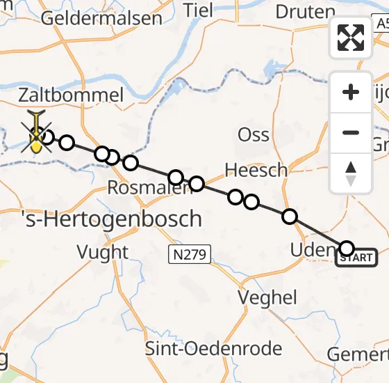 Vlucht Traumahelikopter PH-DOC van Vliegbasis Volkel naar Delwijnen op zaterdag 5 oktober 2024 10:33