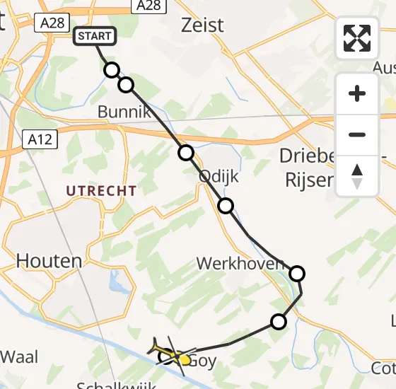 Vlucht Traumahelikopter PH-DOC van Universitair Medisch Centrum Utrecht naar 't Goy op zaterdag 5 oktober 2024 11:57