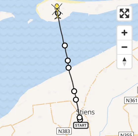 Vlucht Ambulancehelikopter PH-OOP van Vliegbasis Leeuwarden naar Ameland Airport Ballum op zaterdag 5 oktober 2024 12:44