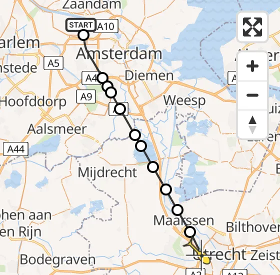 Vlucht Traumahelikopter PH-LLN van Amsterdam Heliport naar Utrecht op zaterdag 5 oktober 2024 12:48