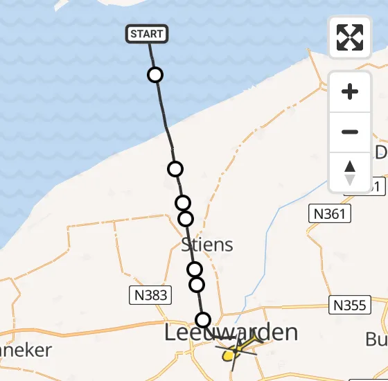 Vlucht Ambulancehelikopter PH-OOP van Ballum naar Leeuwarden op zaterdag 5 oktober 2024 13:07