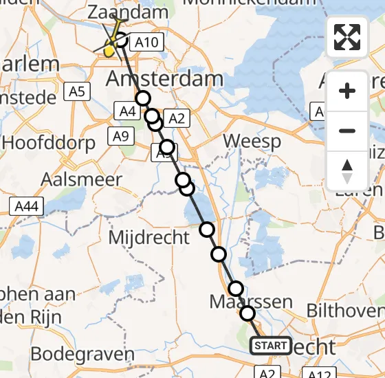 Vlucht Traumahelikopter PH-LLN van Utrecht naar Amsterdam Heliport op zaterdag 5 oktober 2024 13:31