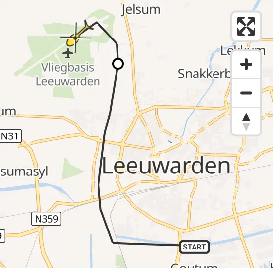 Vlucht Ambulancehelikopter PH-OOP van Leeuwarden naar Vliegbasis Leeuwarden op zaterdag 5 oktober 2024 13:54