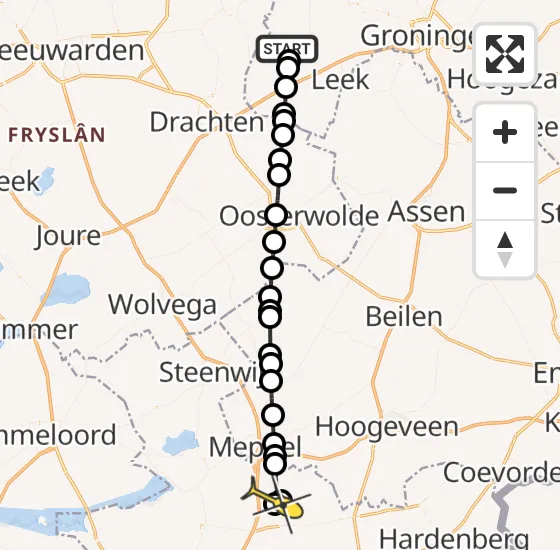 Vlucht Traumahelikopter PH-TTR van Grootegast naar Staphorst op zaterdag 5 oktober 2024 14:11