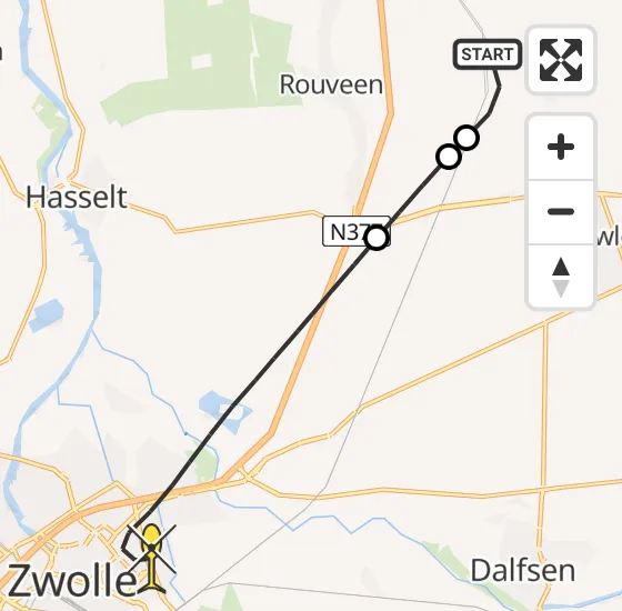 Vlucht Traumahelikopter PH-TTR van Punthorst naar Zwolle op zaterdag 5 oktober 2024 14:56