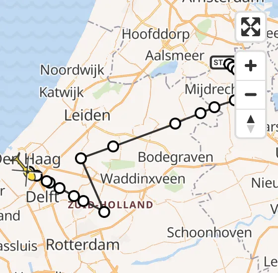 Vlucht Politiehelikopter PH-PXE van Ouderkerk aan de Amstel naar Den Haag op zaterdag 5 oktober 2024 15:12