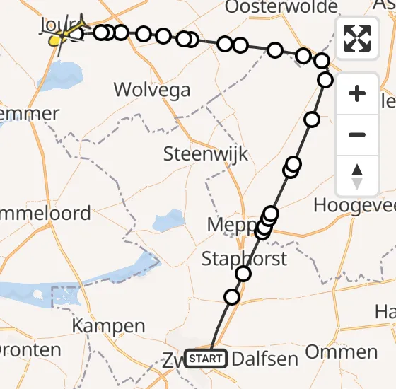 Vlucht Traumahelikopter PH-TTR van Zwolle naar Haskerhorne op zaterdag 5 oktober 2024 15:17